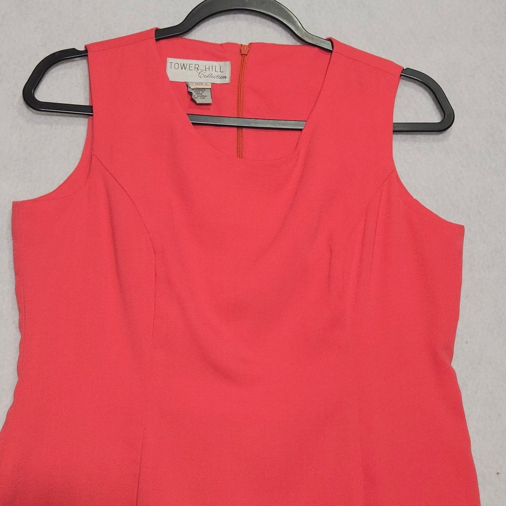 Tower Hill Collection Coral Pink Sleeveless Sheath Dress 6P 3-1123-3 Mini Lined